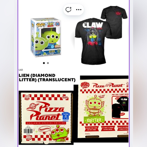 Vaulted Exclusive BL Pizza Planet Tee & Glitter Translucent Alien Funko Pop - Picture 1 of 13